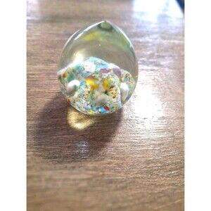 Unbranded Glass Egg Shape Paper Weight  Multi Colored Bubble Vintage
